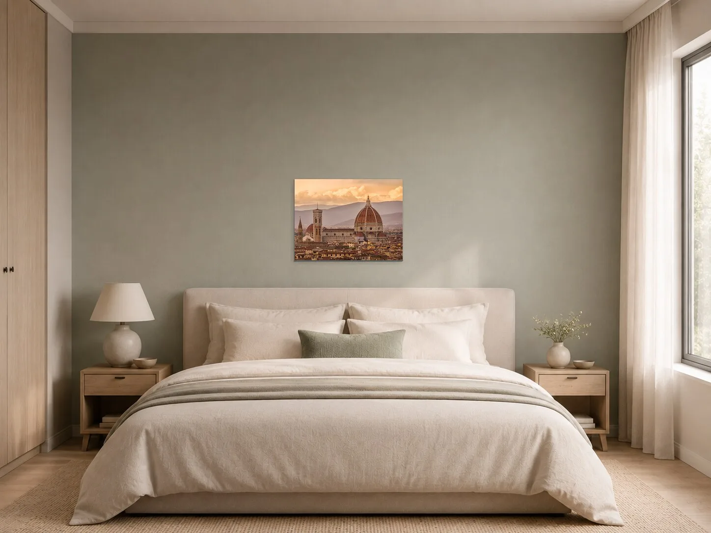 Florencie s katedrálou Santa Maria del Fiore v ložnici